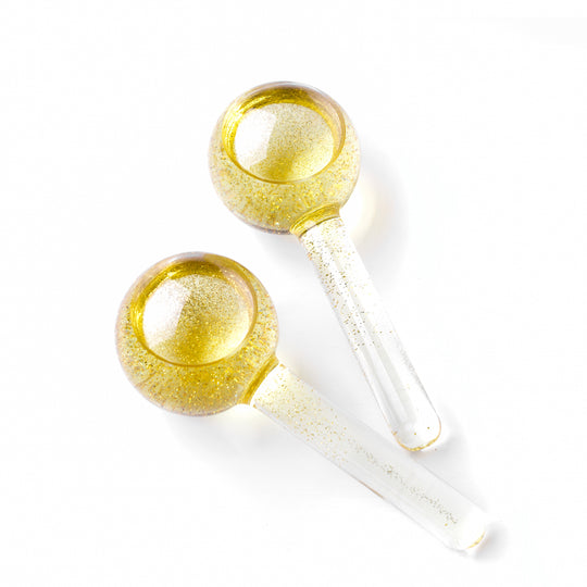 Facial Ice Globes - Gold Glitter includes Collagen Serum infused sheet mask